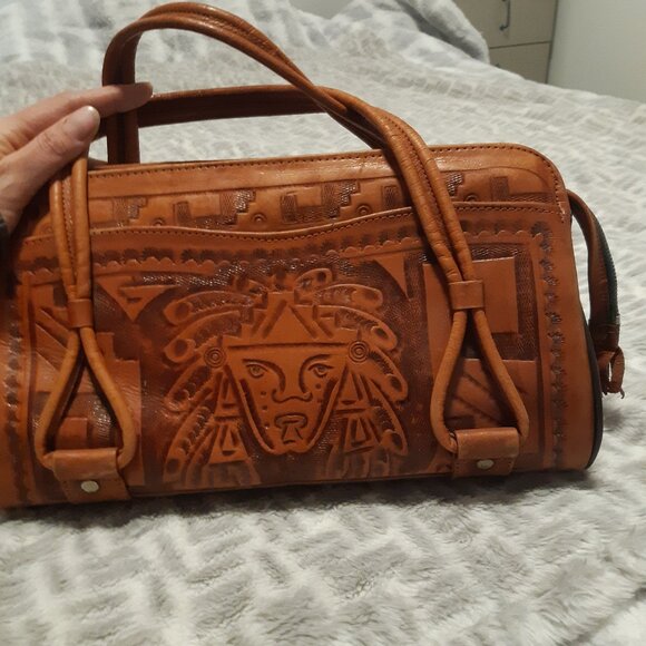 Retro Mexican satchel from the 70s-80s, unique, vintage, genuine leather, Aztec - Picture 15 of 15
